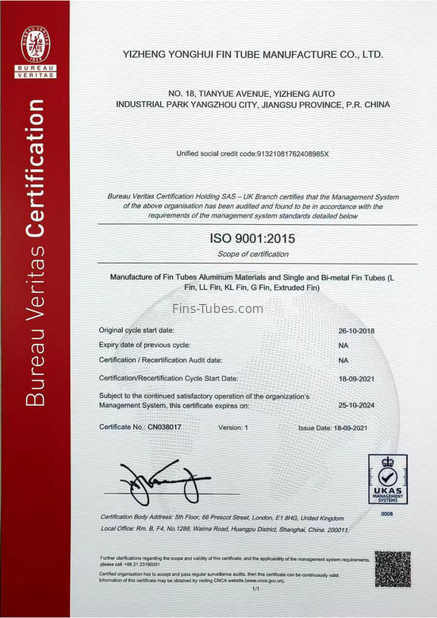 Κίνα Dellok Yonghui Radiating Pipe Manufacturing Co.,Ltd. Πιστοποιήσεις